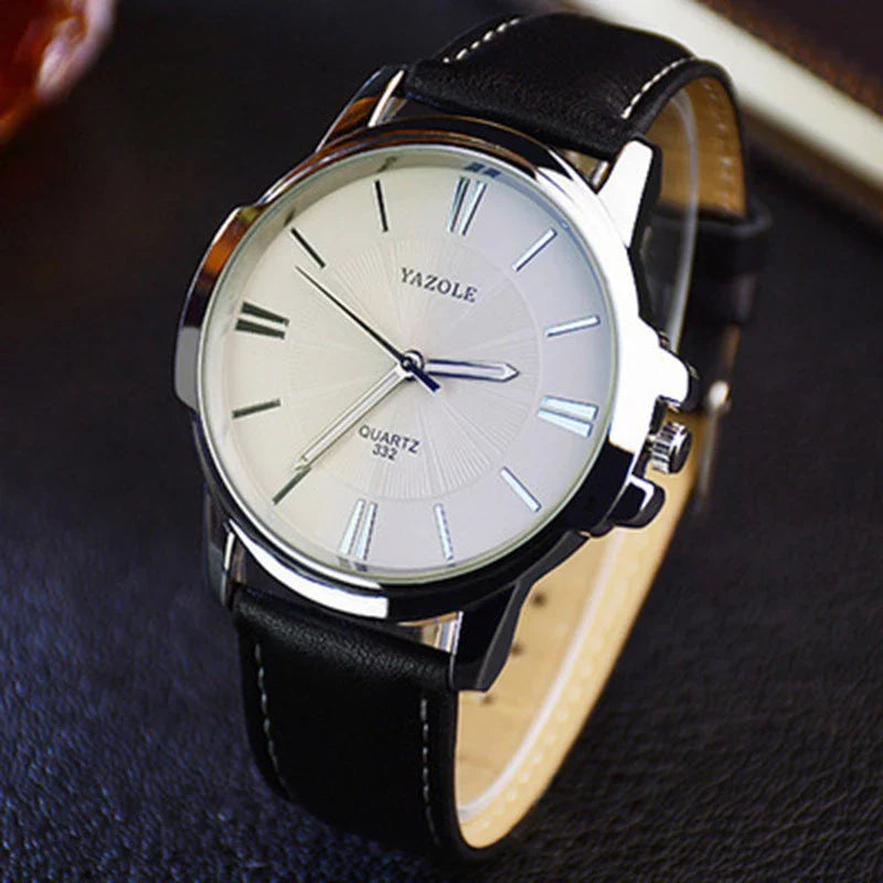Yazole Relógio Masculino Relógio Casual De Couro De Quartzo