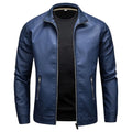 Jaqueta de couro com gola alta masculina, jaqueta casual de couro slim versão coreana