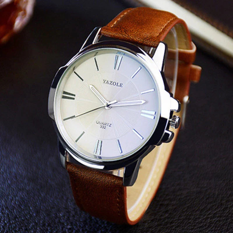 Yazole Relógio Masculino Relógio Casual De Couro De Quartzo